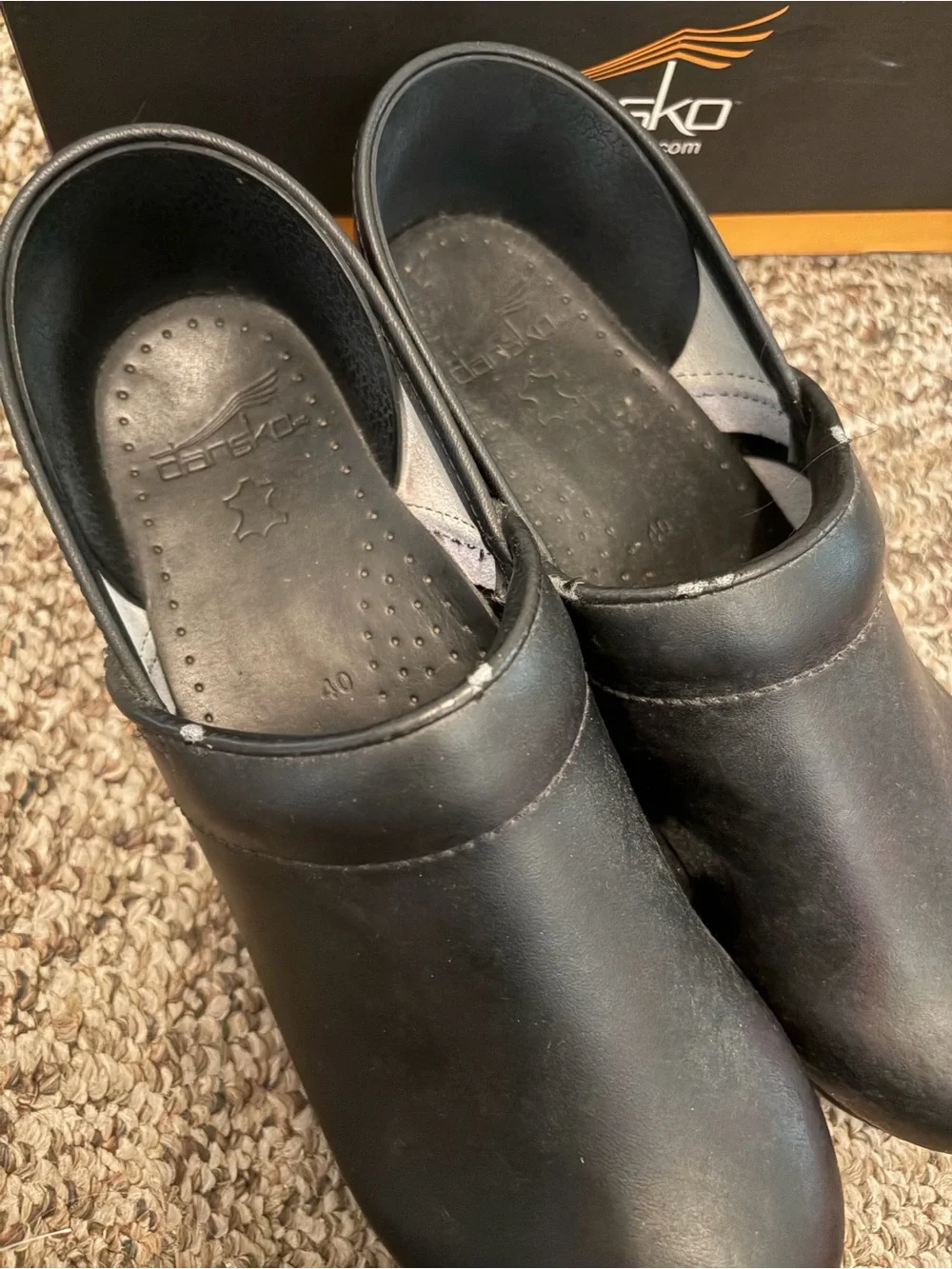 Dansko Black Leather professional oiled Slip-On Clogs 40